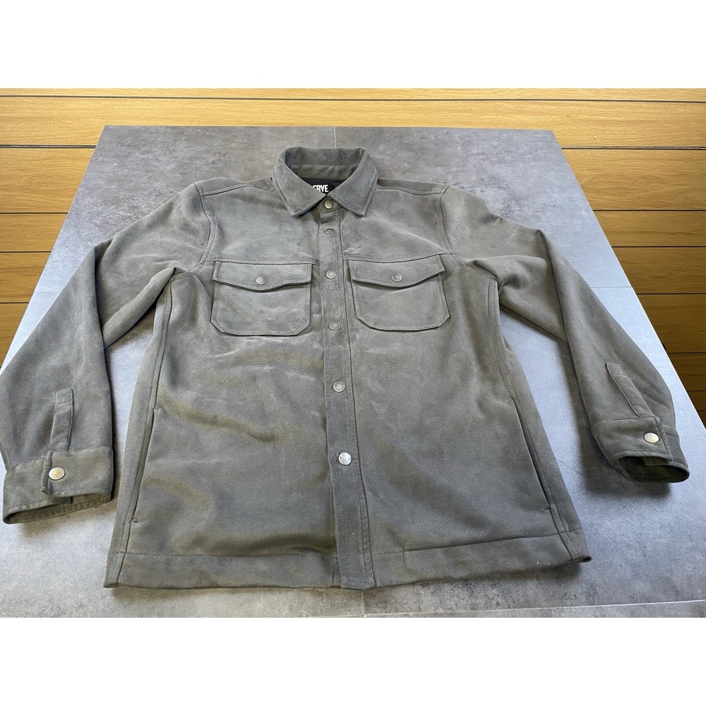 Frye Men's Faux Suede Grey Shirt w/snaps Jacket Size Small